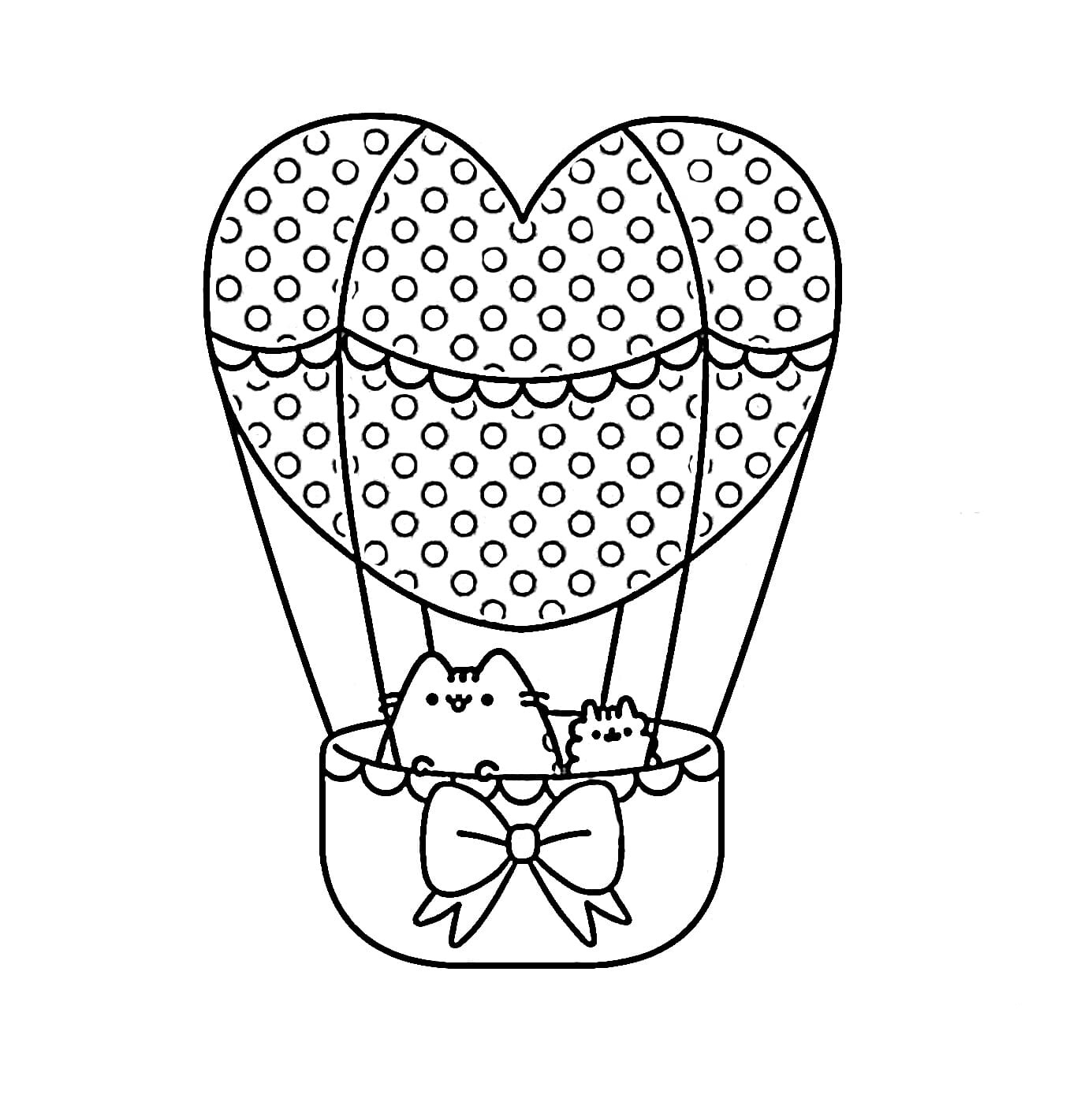 Online coloring book: Pusheen in a balloon